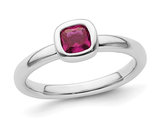 3/5 Carat (ctw) Cushion-Cut Lab-Created Ruby Ring in Sterling Silver